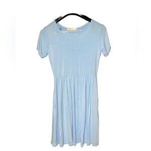 Light Blue Short Sleeve Dress with pockets